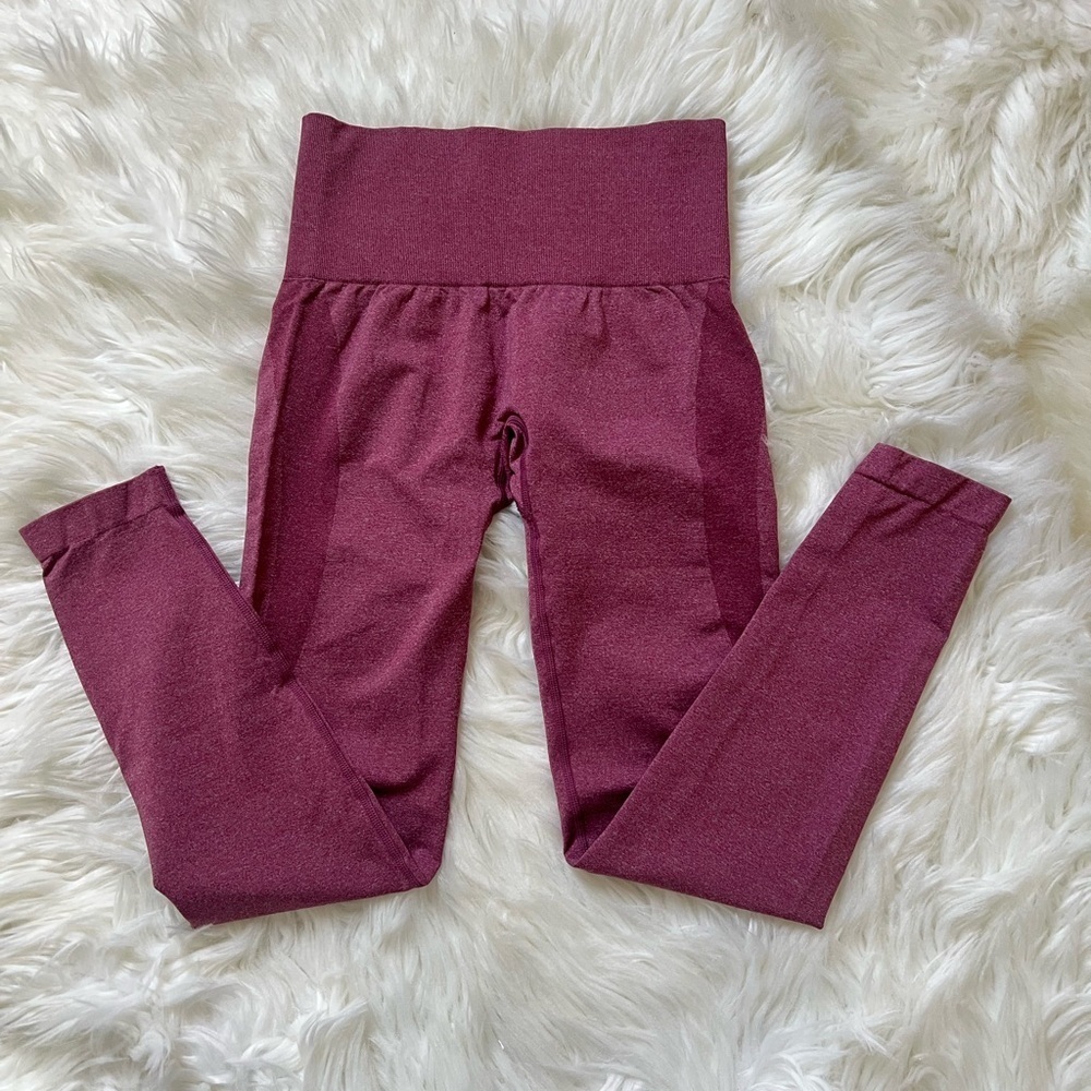 NVGTN Women's Maroon High-Waisted Seamless Leggings - Picture 4 of 8